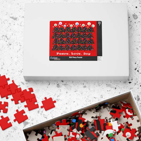 peace love joy christmas trees puzzle