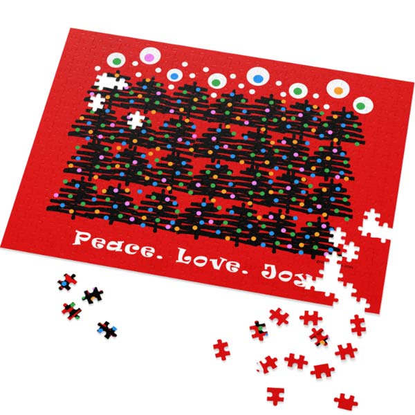peace love joy christmas trees puzzle