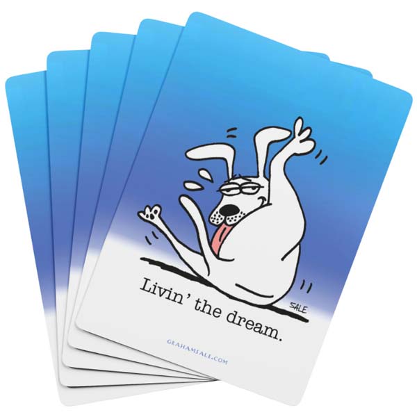 living the dream dog playing cards