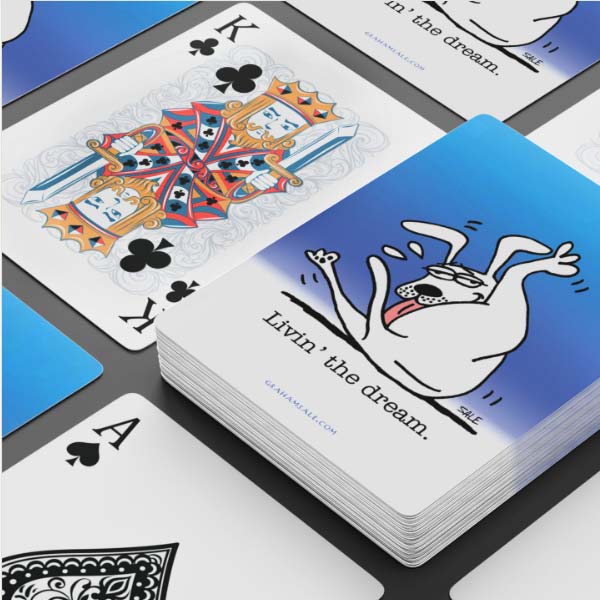 living the dream dog playing cards