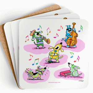 music dogs coasters