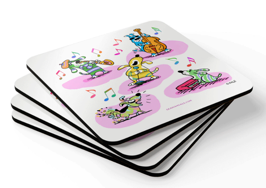 music dogs coasters