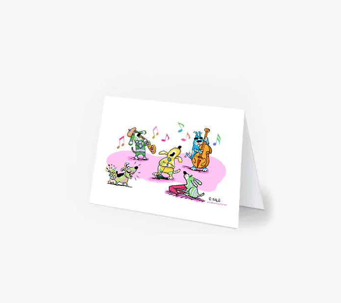 music dogs greeting cards