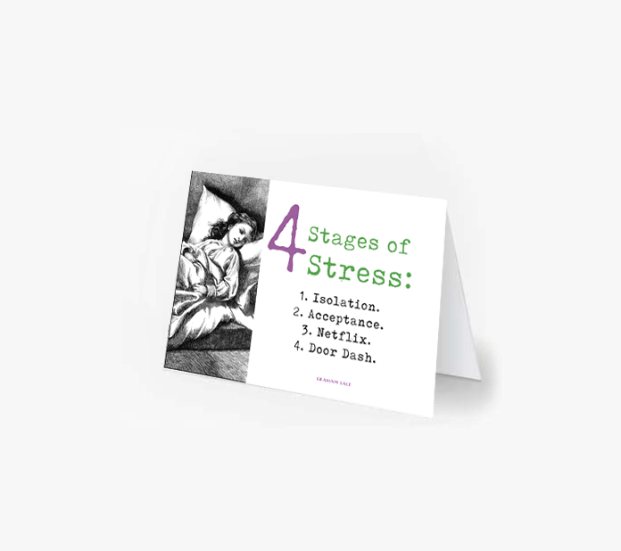 4 stages of stress isolation acceptance netflix door dash greeting cards