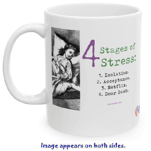 4 stages of stress isolation acceptance netflix door mug